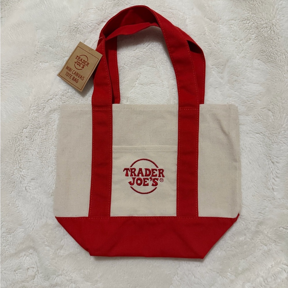 Trader Joe's Mini Red Canvas Tote Bag